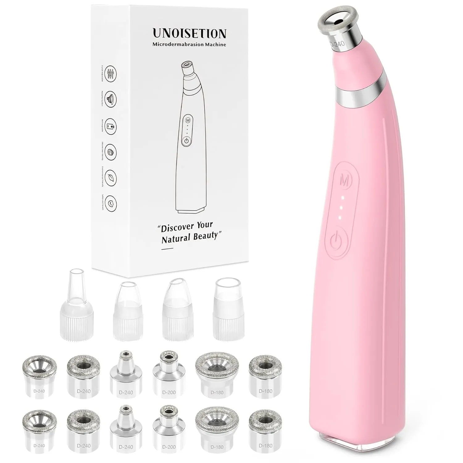 Diamond Microdermabrasion Machine, Rechargeable Dermabrasion Facial Machine with 3 Levels, Portable Home Travel Microdermabrasion Tool