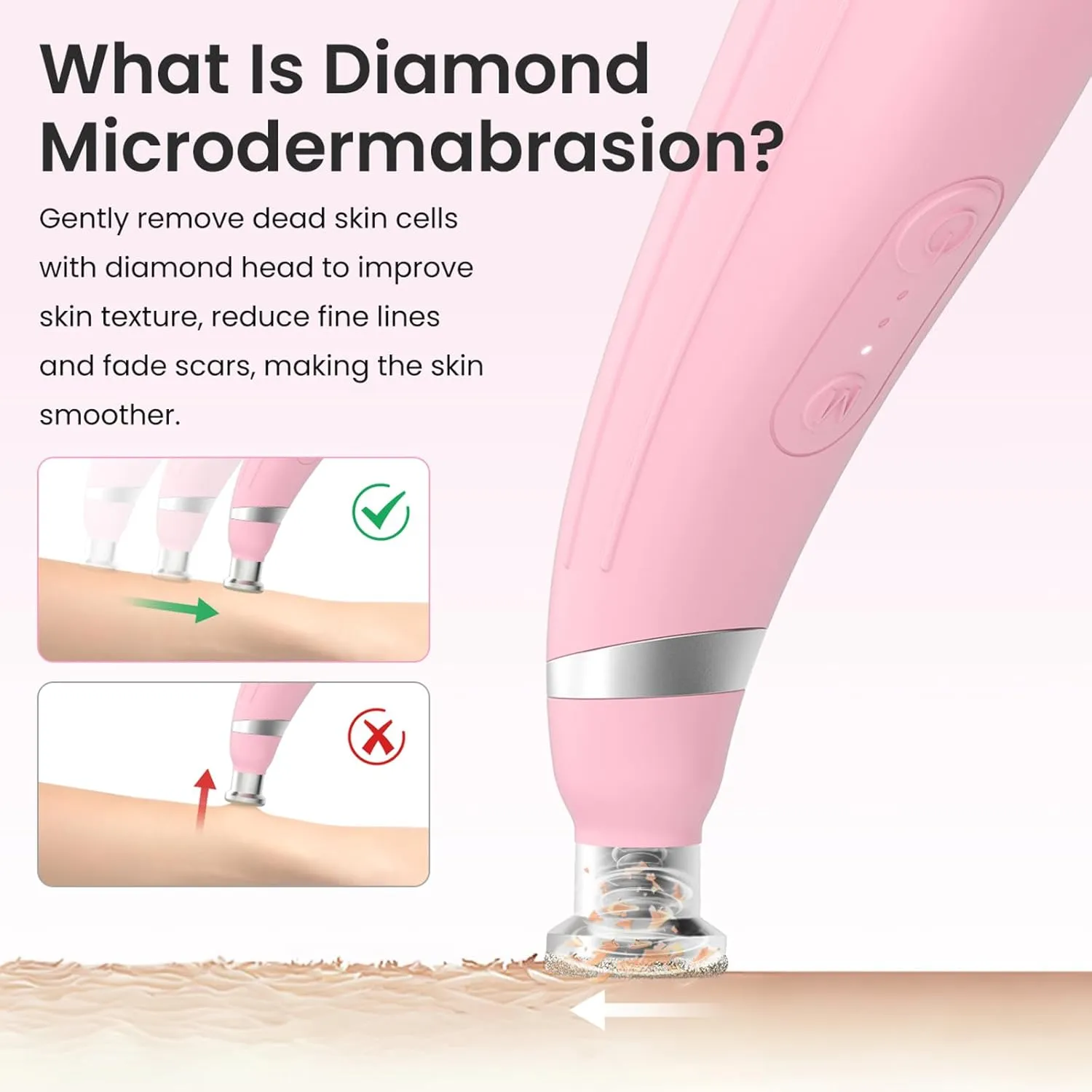 Diamond Microdermabrasion Machine, Rechargeable Dermabrasion Facial Machine with 3 Levels, Portable Home Travel Microdermabrasion Tool