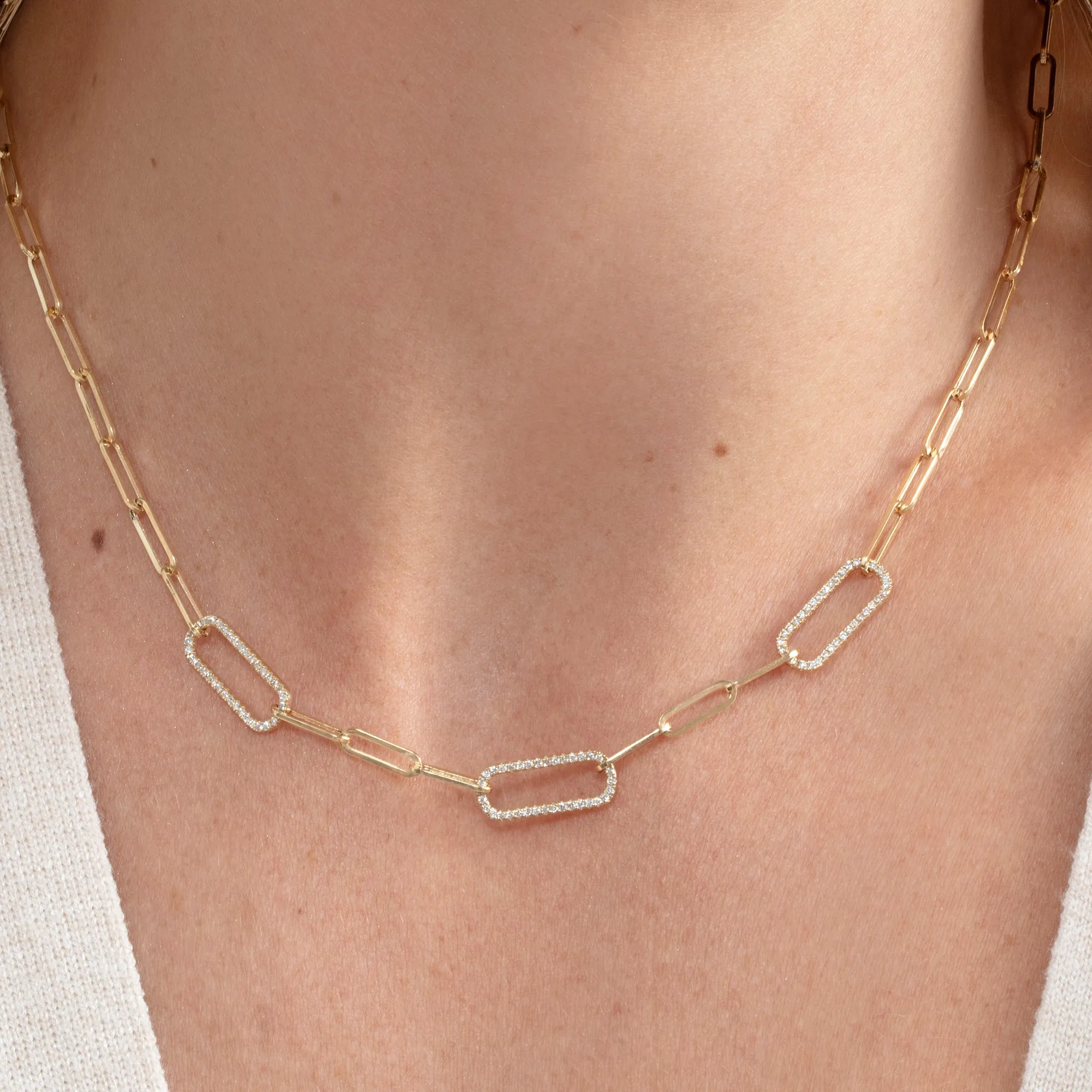 Diamond Paperclip Chain Necklace, Kori