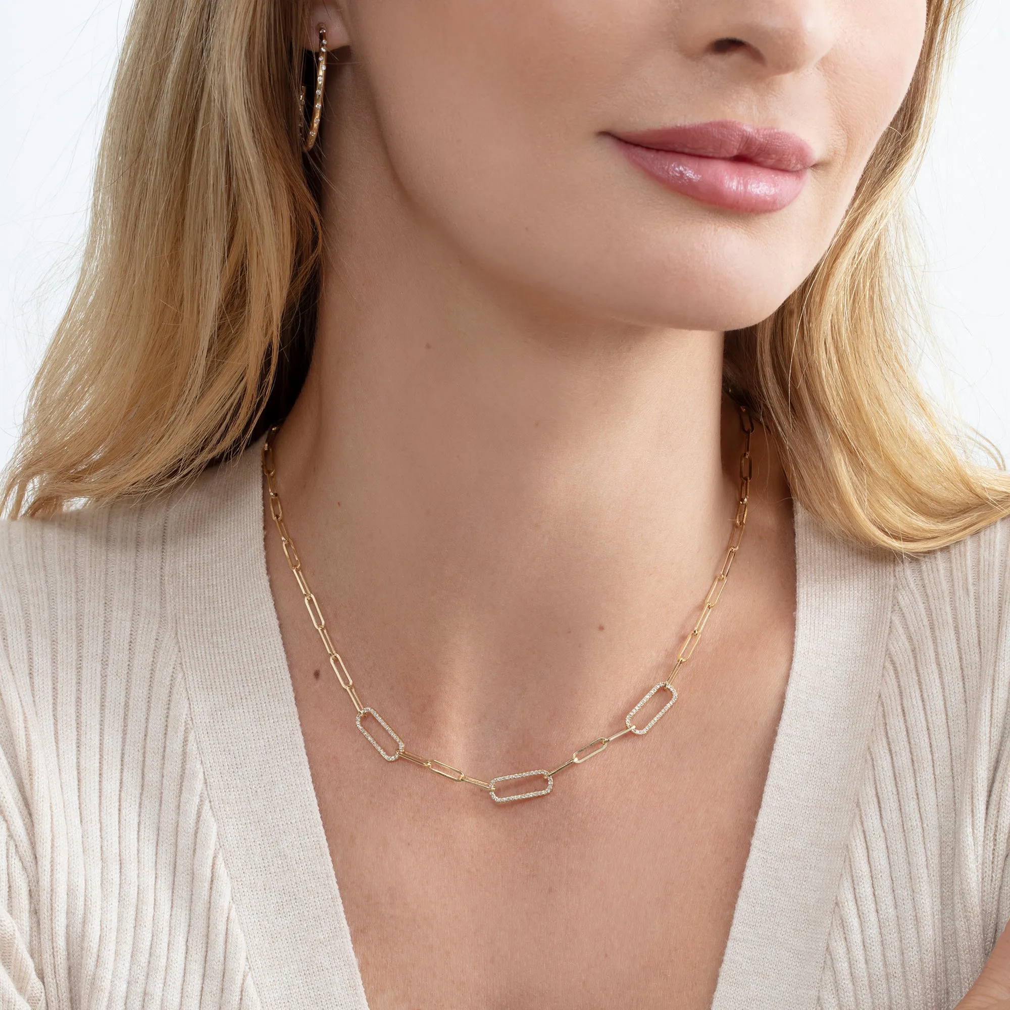 Diamond Paperclip Chain Necklace, Kori