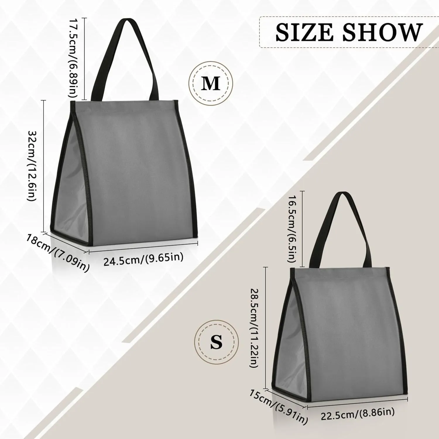 Dim Gray Lunch Bag for Women Men Insulated Lunch Box for Adult Medium Reusable Lunch Tote Bag for Work, Picnic, School or Travel