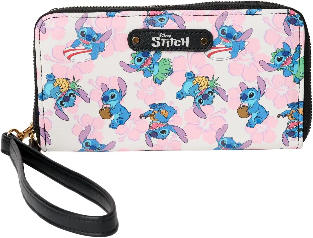 Disney Wallet Wristlet Zip Clutch Faux Leather (Stitch Multicolor)