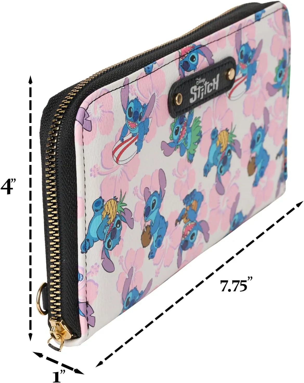 Disney Wallet Wristlet Zip Clutch Faux Leather (Stitch Multicolor)
