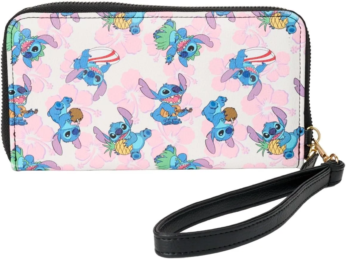 Disney Wallet Wristlet Zip Clutch Faux Leather (Stitch Multicolor)