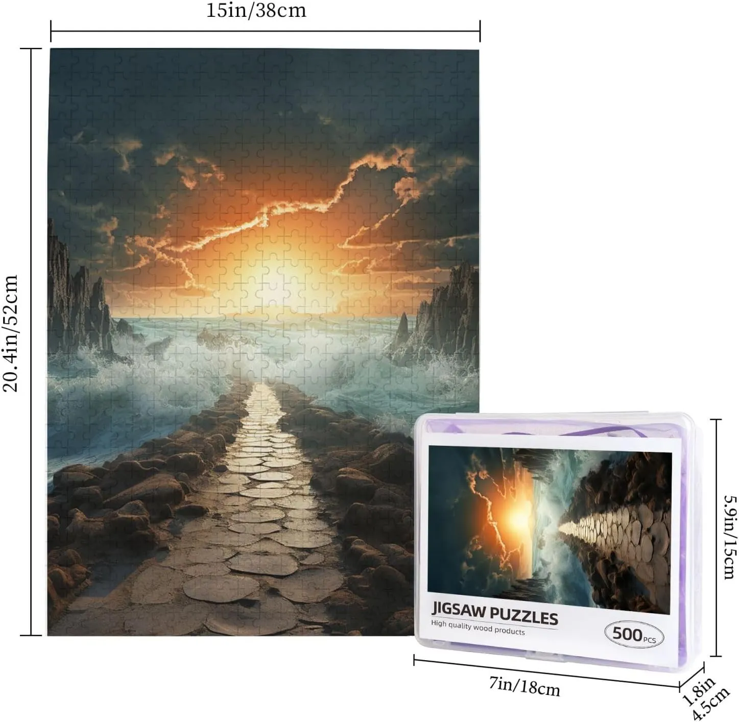 Divided Sea Pathway Puzzles 500 Pieces Personalized Jigsaw Puzzles Photos Puzzle for Adults Challenging Picture Puzzle with Storage Bag Puzzles for Men Women Home Decor (20.4" x 15")