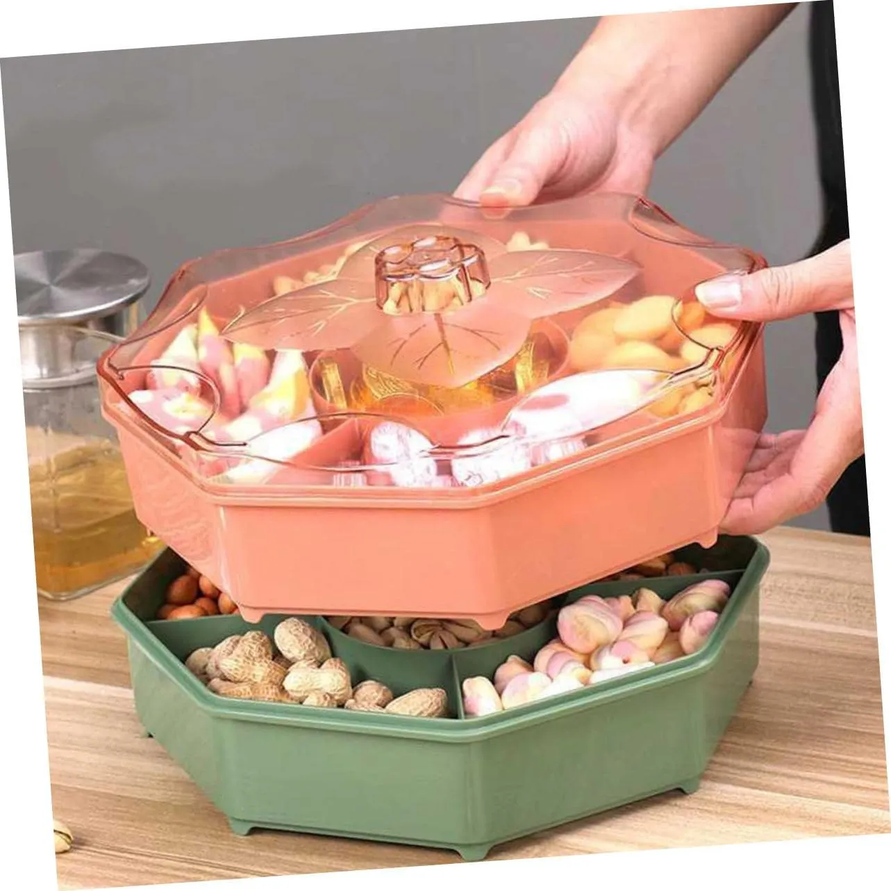 Divided Serving Tray Lid Single-layer Candy Plate Pp Material Compact and Easy to Use for Snacks