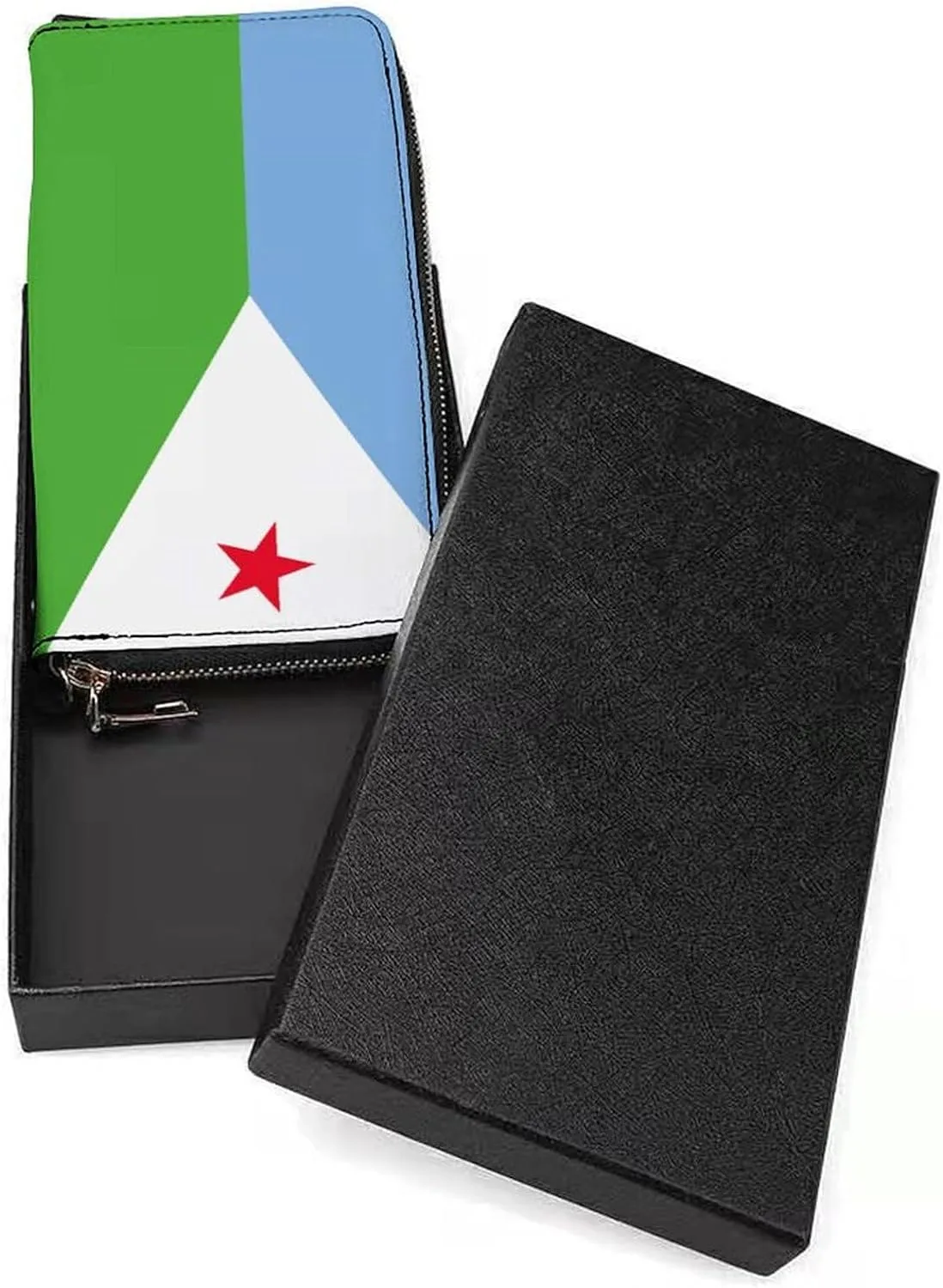 Djibouti Flag Wallet Long Zipper Purse with Removable Wristlet Women Men Stylish Travel Clutch