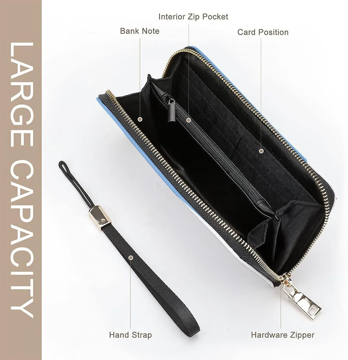 Djibouti Flag Wallet Long Zipper Purse with Removable Wristlet Women Men Stylish Travel Clutch