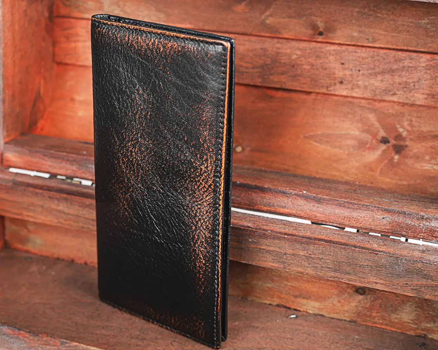 DK86 Long Wallet For Men Full Grain Leather with Hand Burnished Rfid Blocking Rodeo Wallet Bifold Wallet