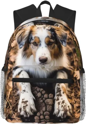 Dog Bones Paw Prints Laptop Backpack,Bookbag for College Work Travel Security Classical Basic Travel Backpack