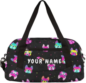 Dog Polka Dot Personalized Kids Duffel Bag for Girls Boys, Dog Debris Custom Dance Bag Overnight Small Duffel Bag Carry On Weekend Sports Travel Bag for School Practice Gymnastics Ballet