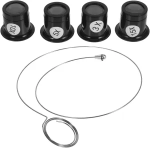 DOITOOL 1 Set Eye Loops Magnifier 3X/5X/10X/15X Jewelry Loop Magnifier Watch Loupe Portable Handheld Jewelry Magnifying Glass for Gem Diamond Watch Repair