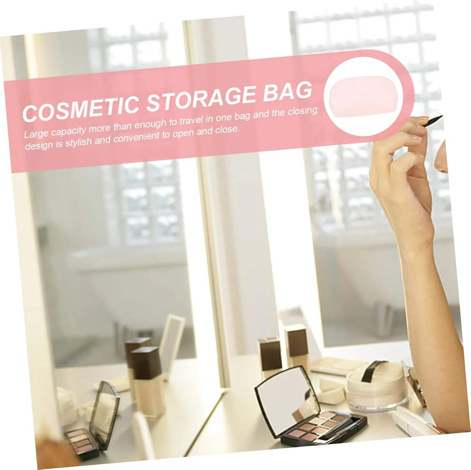 DOITOOL Toiletry Bag Cosmetic Bag Travel Makeup Bag Makeup Bags Travel Storage Bag Miss Portable Toiletries, Pink, 23x6cm