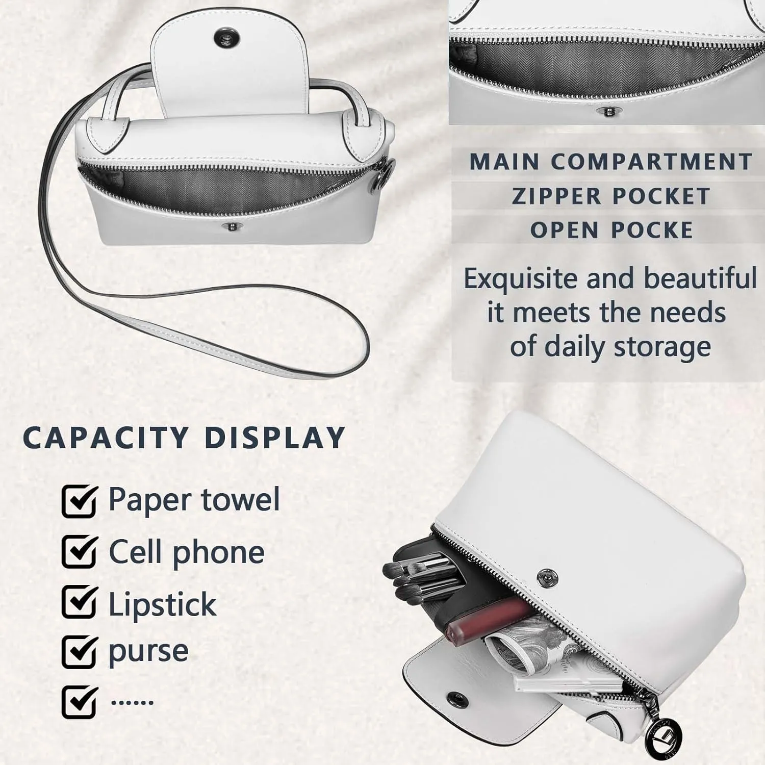 DOMAT Lightweight Crossbody Purses For Women Cute Leather Handbags With Sling Strap Shoulder Bags For Daily Use