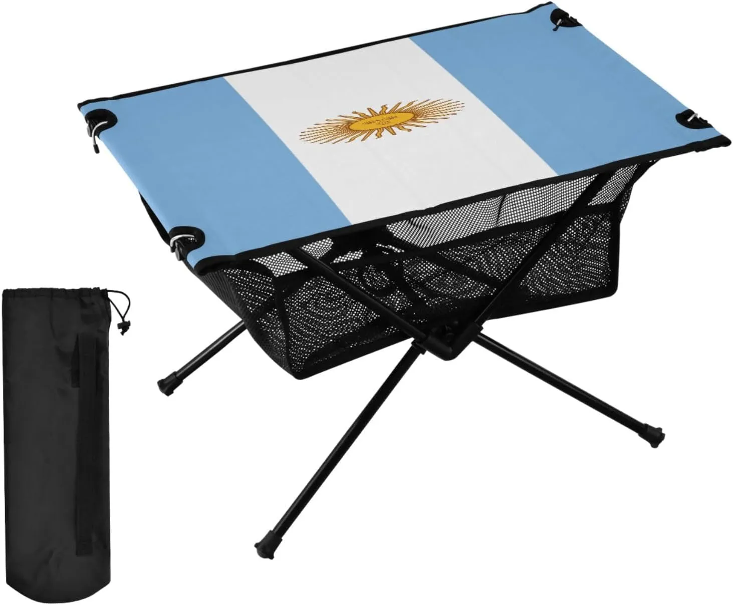 DOMIKING Argentina Flag Portable Camping Table Folding Picnic Tables with Carrying Storage Bag Beach Table for Cooking Fishing Hiking 23.6 * 15.6 * 15 in