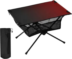 DOMIKING Black Red Gradient Portable Camping Table Folding Picnic Tables with Carrying Storage Bag Camp Table for Travel Outdoor Hike 23.6 * 15.6 * 15 in