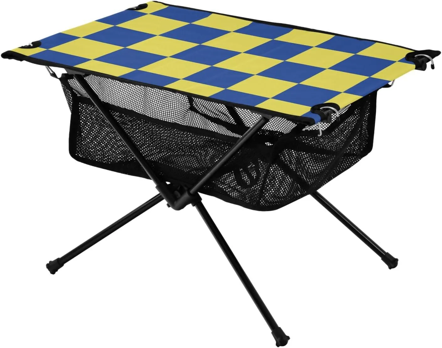 DOMIKING Checkerboard Yellow Blue Plaid Portable Camping Table Folding Picnic Tables with Carrying Storage Bag Camp Tables for Camp Travel Beach 23.6 * 15.6 * 15 in