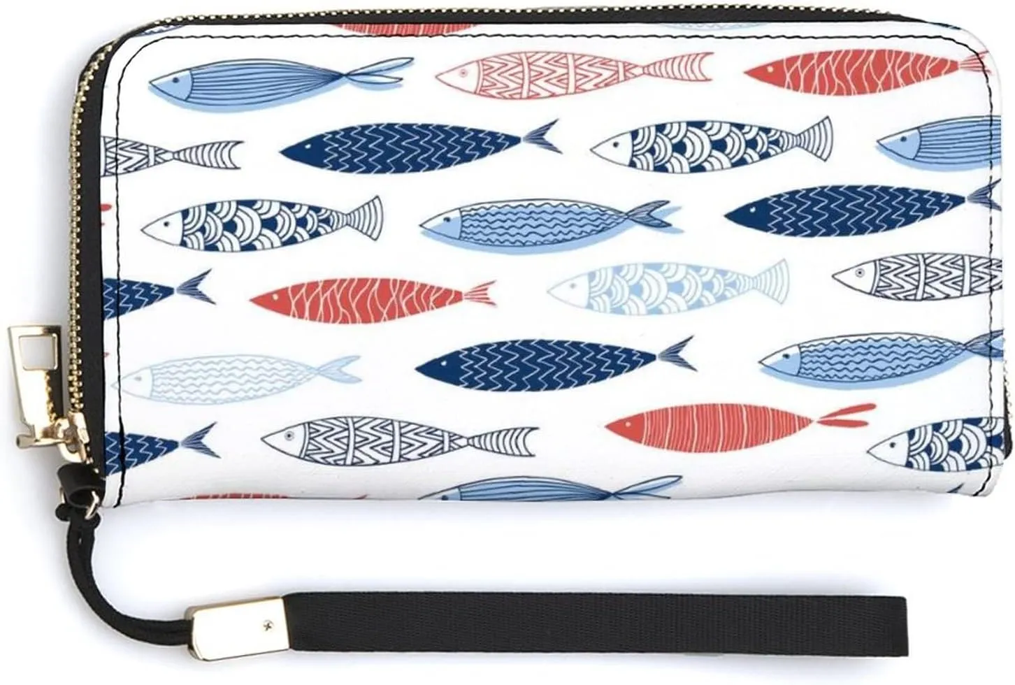 Donnapink Long Clutch Wallet, Long Handbag with Wristlet Strap, PU Leather Zip Purse