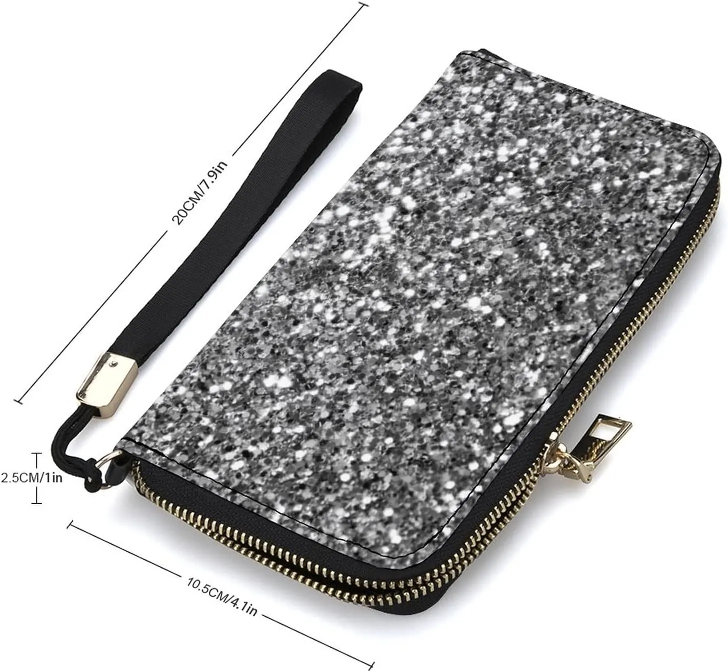 Donnapink Long Clutch Wallet, Long Handbag with Wristlet Strap, PU Leather Zip Purse