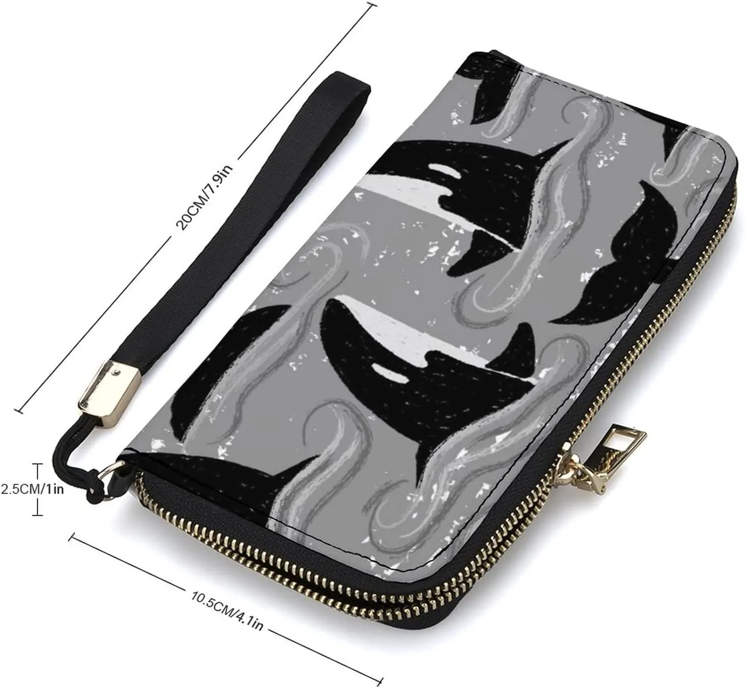 Donnapink Long Clutch Wallet, Long Handbag with Wristlet Strap, PU Leather Zip Purse