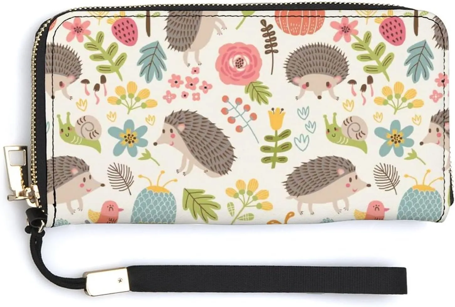Donnapink Long Clutch Wallet, Long Handbag with Wristlet Strap, PU Leather Zip Purse