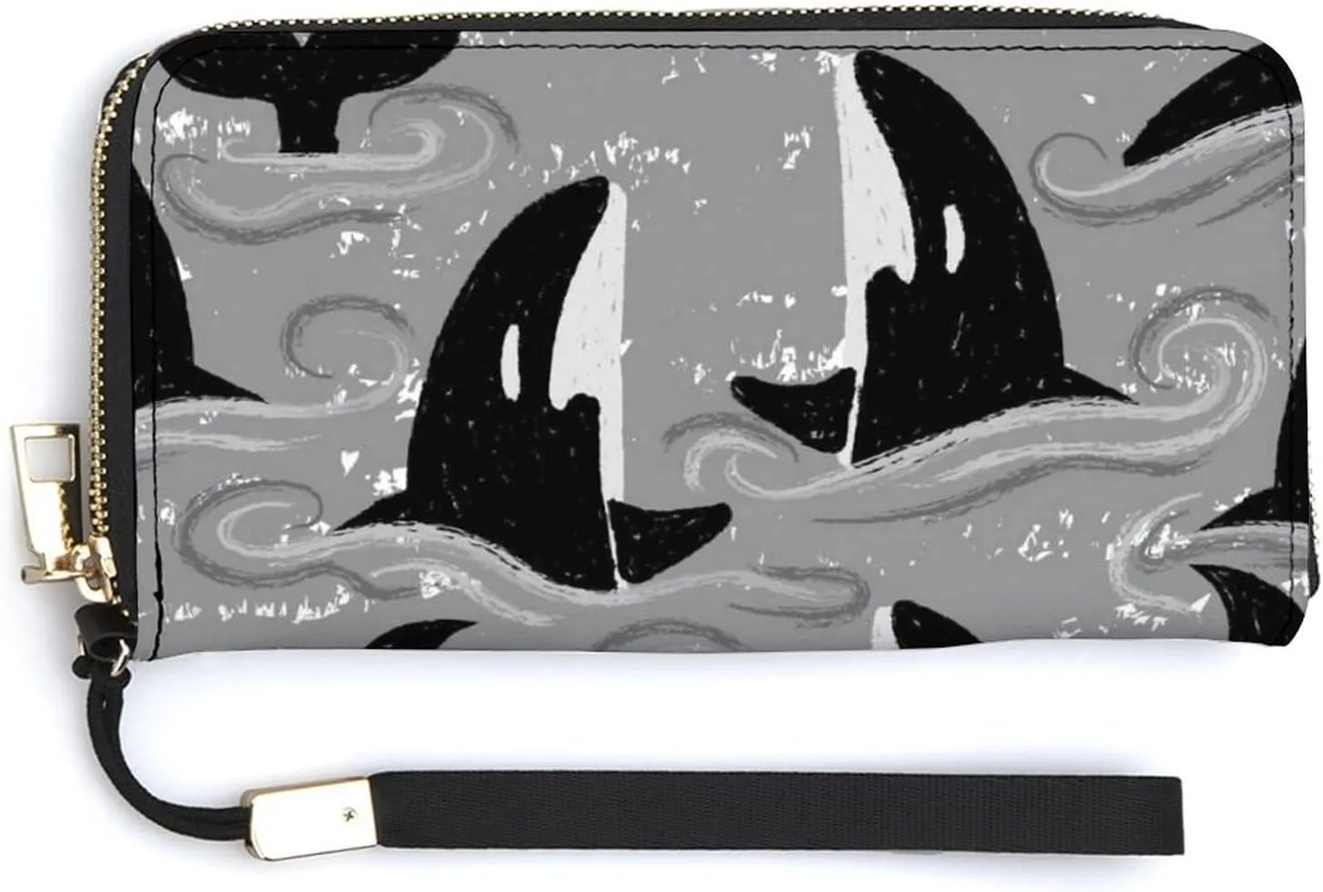 Donnapink Long Clutch Wallet, Long Handbag with Wristlet Strap, PU Leather Zip Purse