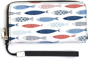 Donnapink Long Clutch Wallet, Long Handbag with Wristlet Strap, PU Leather Zip Purse