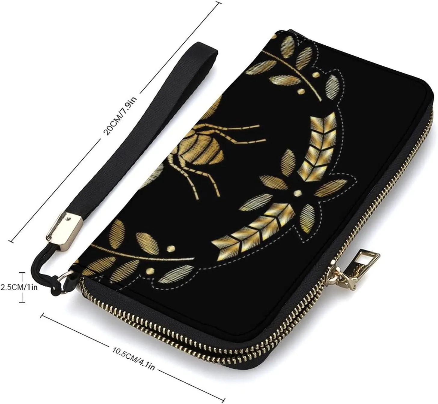 Donnapink Long Clutch Wallet, Long Handbag with Wristlet Strap, PU Leather Zip Purse