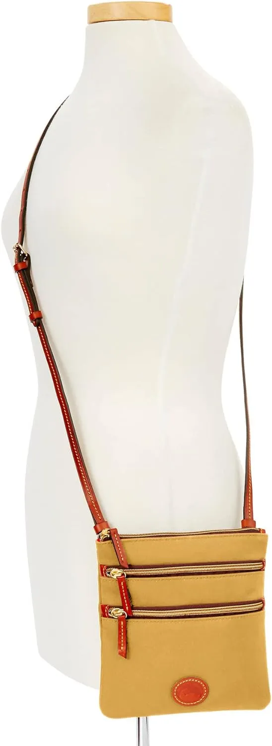Dooney & Bourke Women's North South Triple Zip Crossbody in Lightweight Nylon, Handbag with Adjustable Shoulder Strap