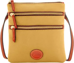 Dooney & Bourke Women's North South Triple Zip Crossbody in Lightweight Nylon, Handbag with Adjustable Shoulder Strap