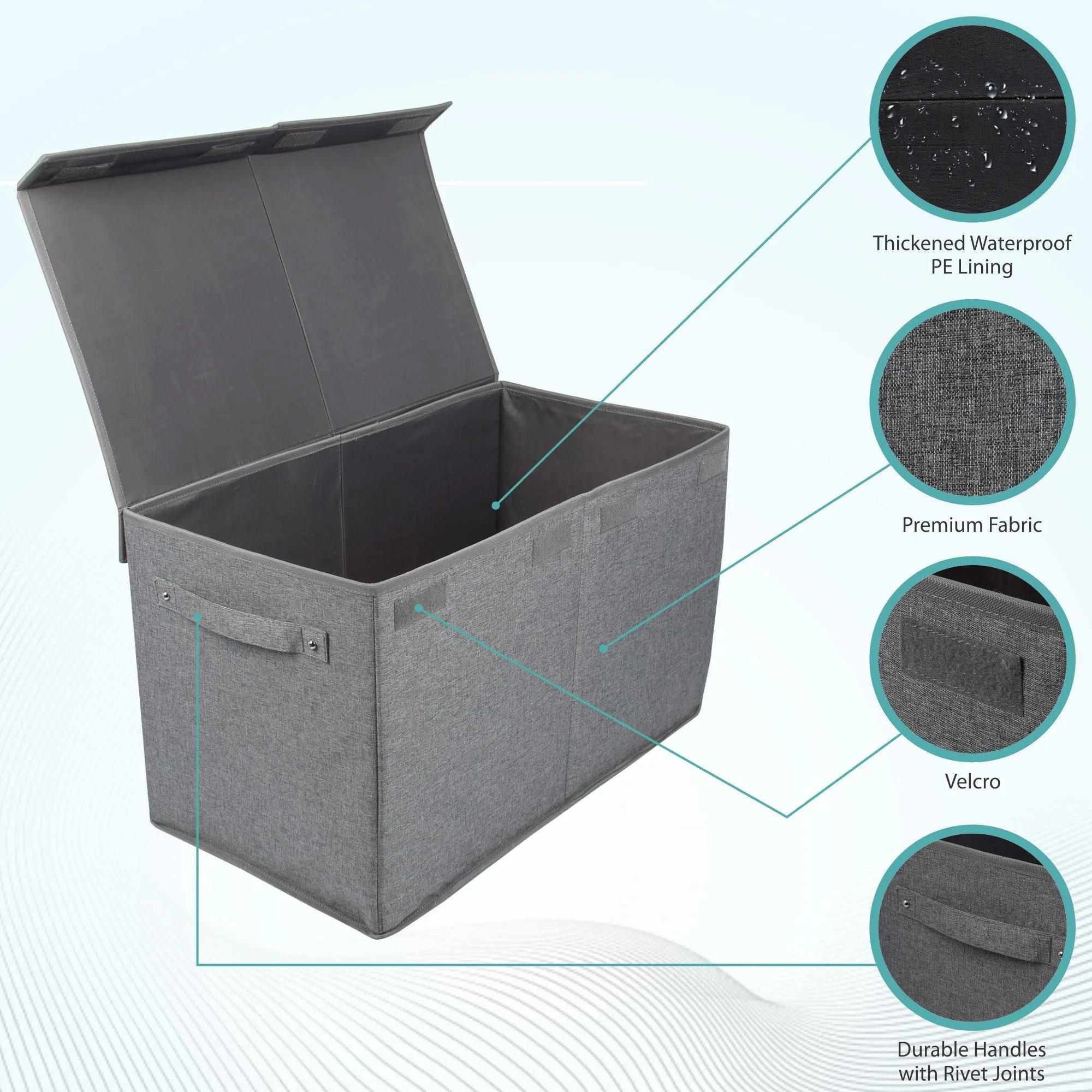 Double R Bags Collapsible Laundry Cum Toy Storage Basket Bin Hamper Box With Lid For Clothes Organizer Unit Size For Boys And Girls Room (Grey)
