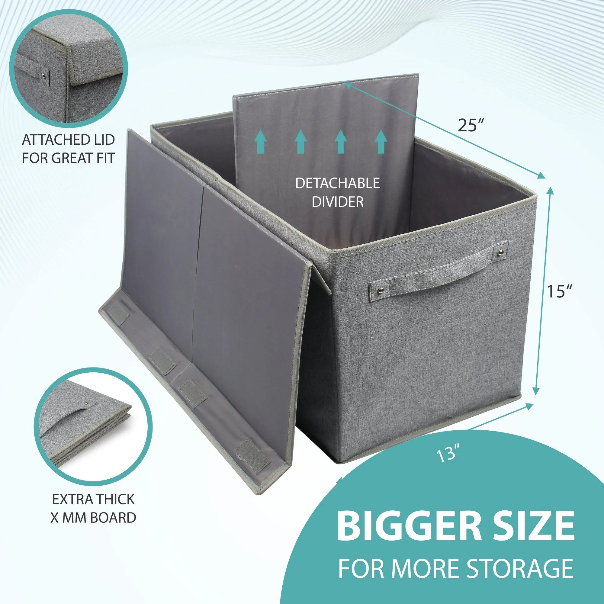 Double R Bags Collapsible Laundry Cum Toy Storage Basket Bin Hamper Box With Lid For Clothes Organizer Unit Size For Boys And Girls Room (Grey)