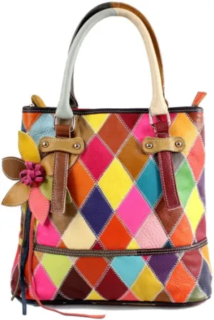 Downupdown Handbags for Women Genuine Leather Tote Bags Satchel Handbag Purses Shoulder Bag Crossbody Bag 3D Flower Totes