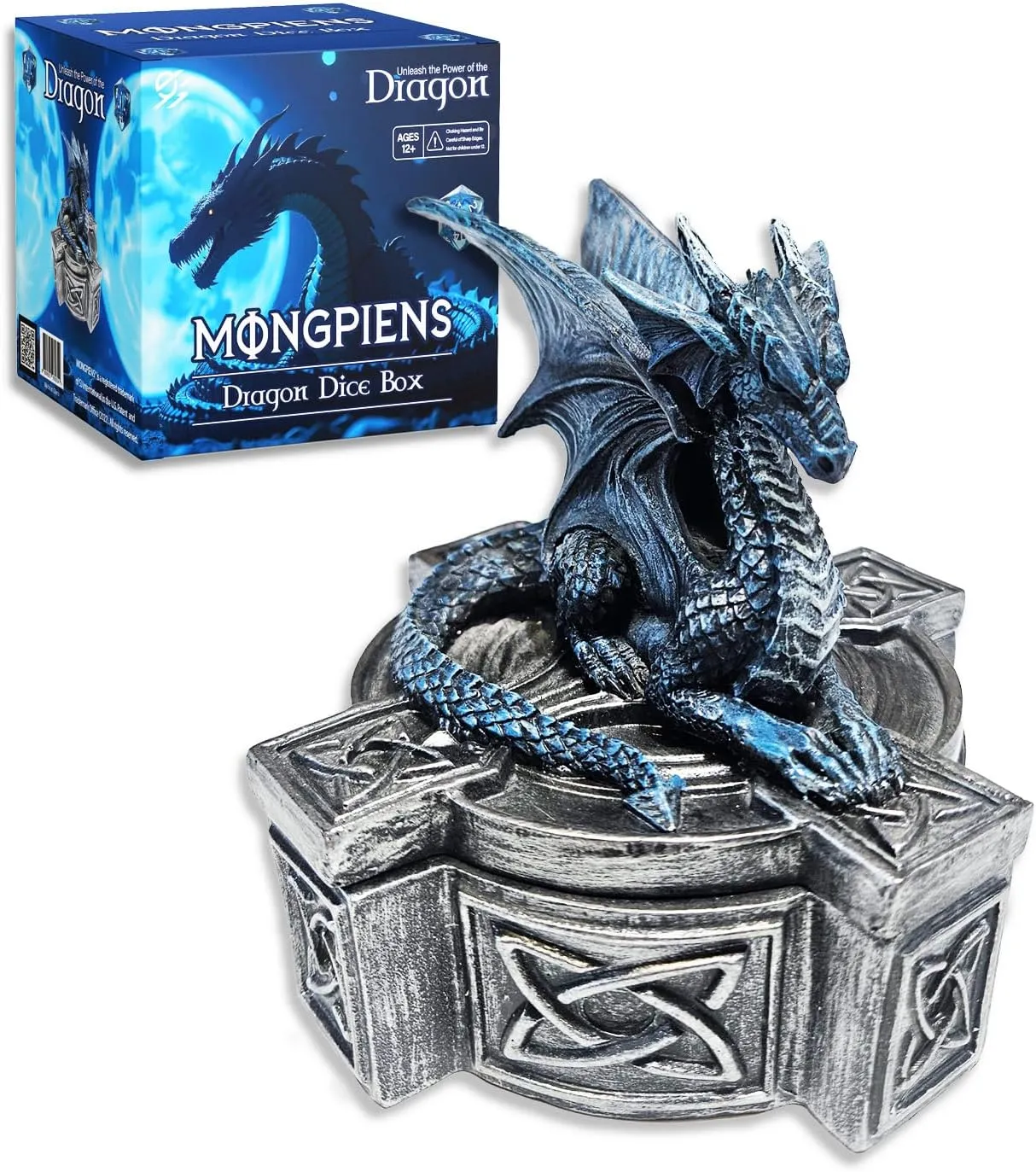 Dragon Storage Box – Compact Holder for DND and RPG Accessories, Fantasy Dragon-Themed Case (Blue)