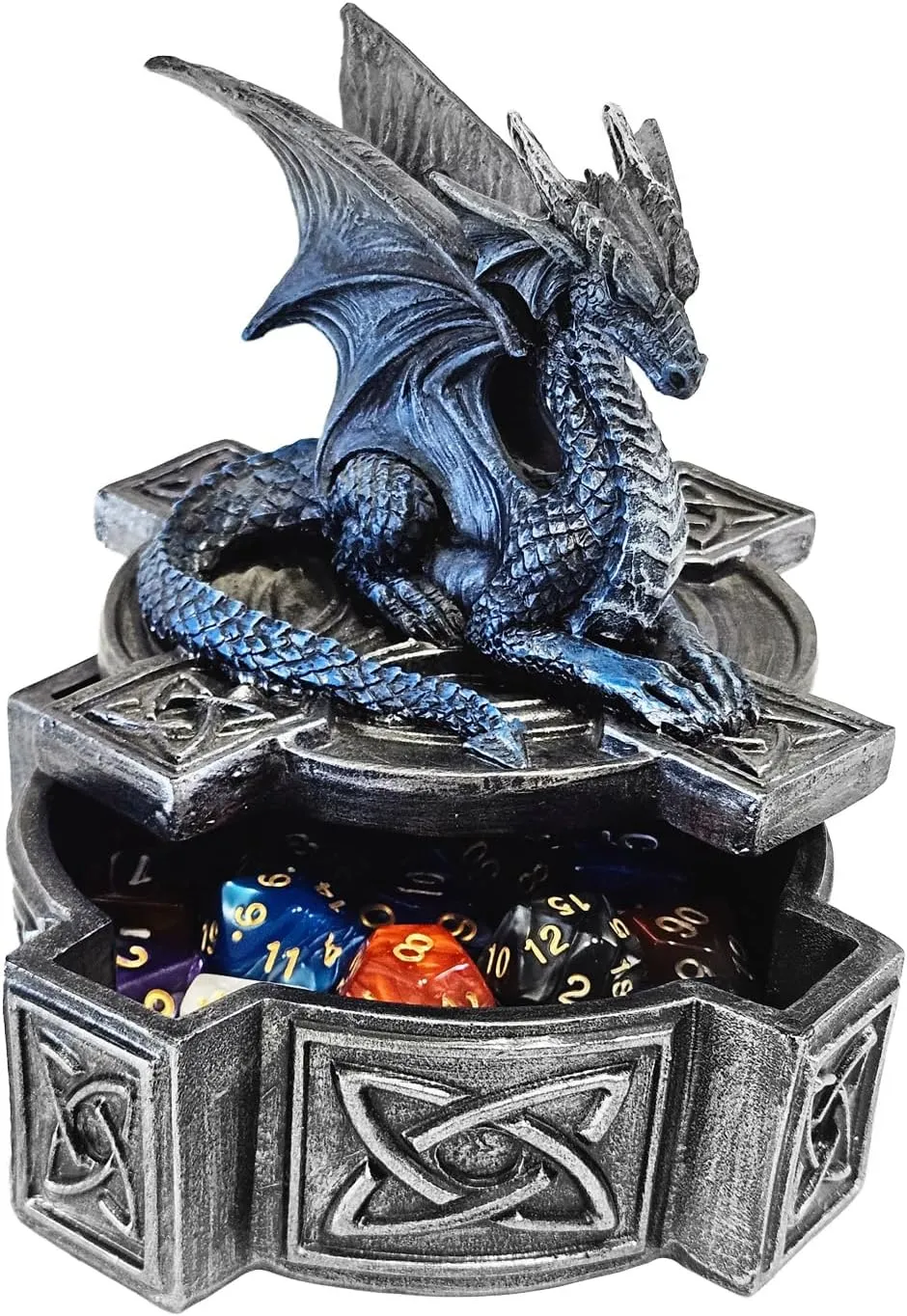 Dragon Storage Box – Compact Holder for DND and RPG Accessories, Fantasy Dragon-Themed Case (Blue)