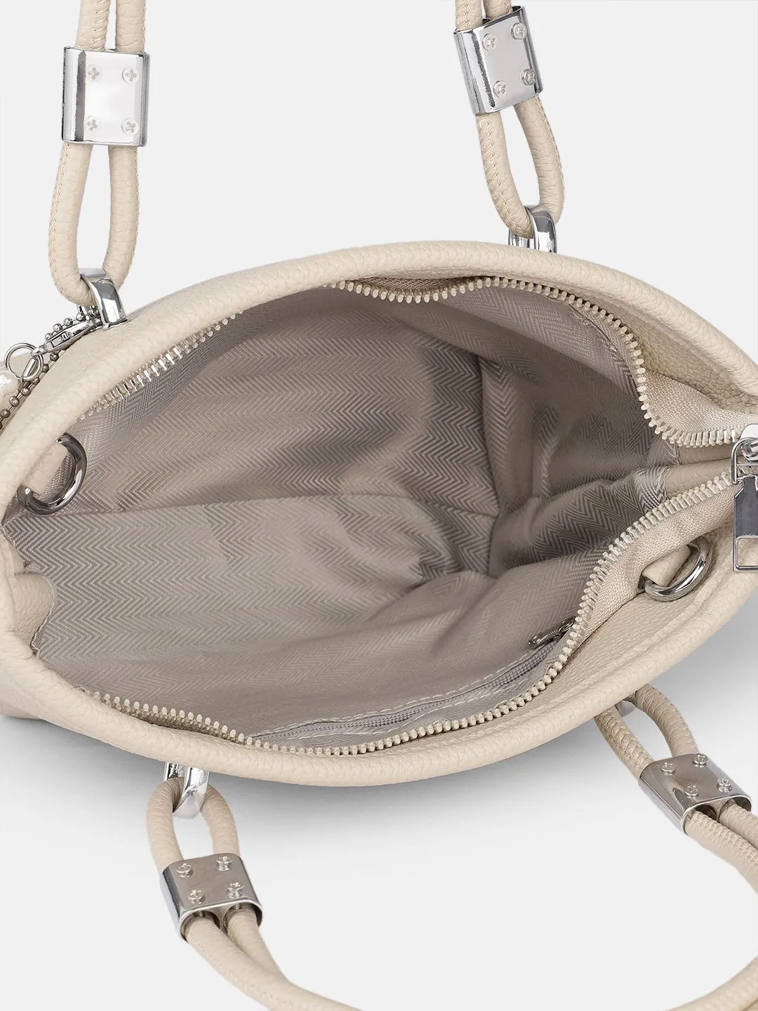 DressBerry Textured Structured Handheld Bag With Embellished