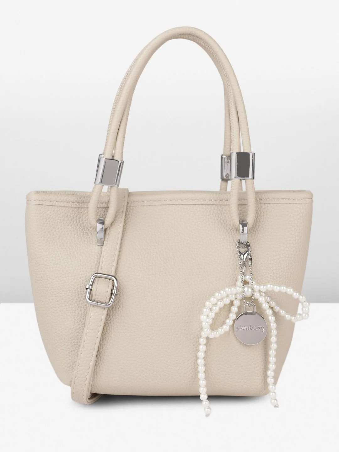 DressBerry Textured Structured Handheld Bag With Embellished