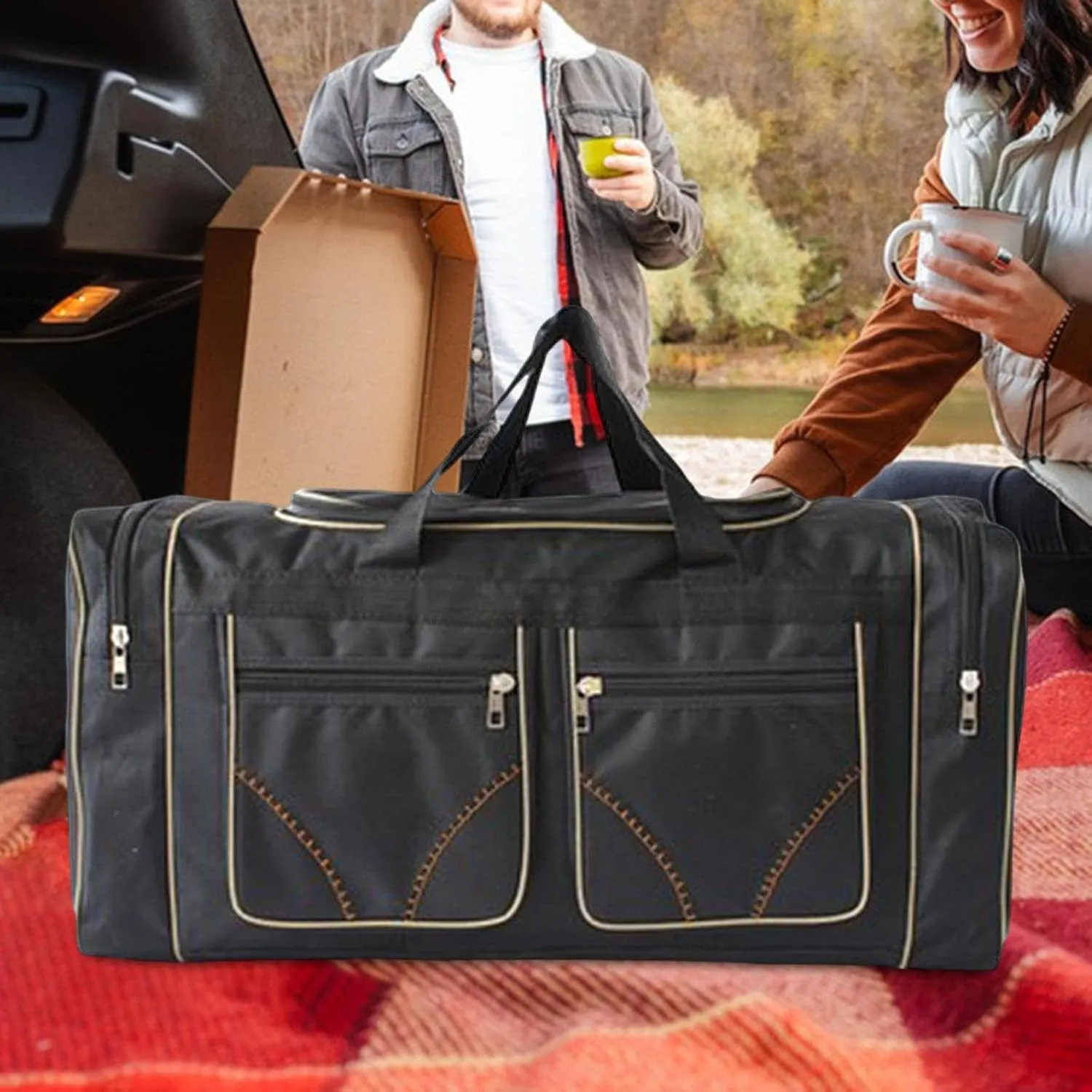 Duffel Tote Bag for Outdoor Exploration, Black