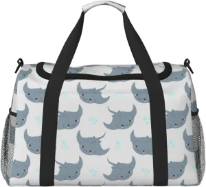 Duffle Bag for Travel, cute stingray bubbles grey Weekender Overnight Duffel Bag, Carry On Bag Gym Bag for Women Men, Personal Item Travel Bag