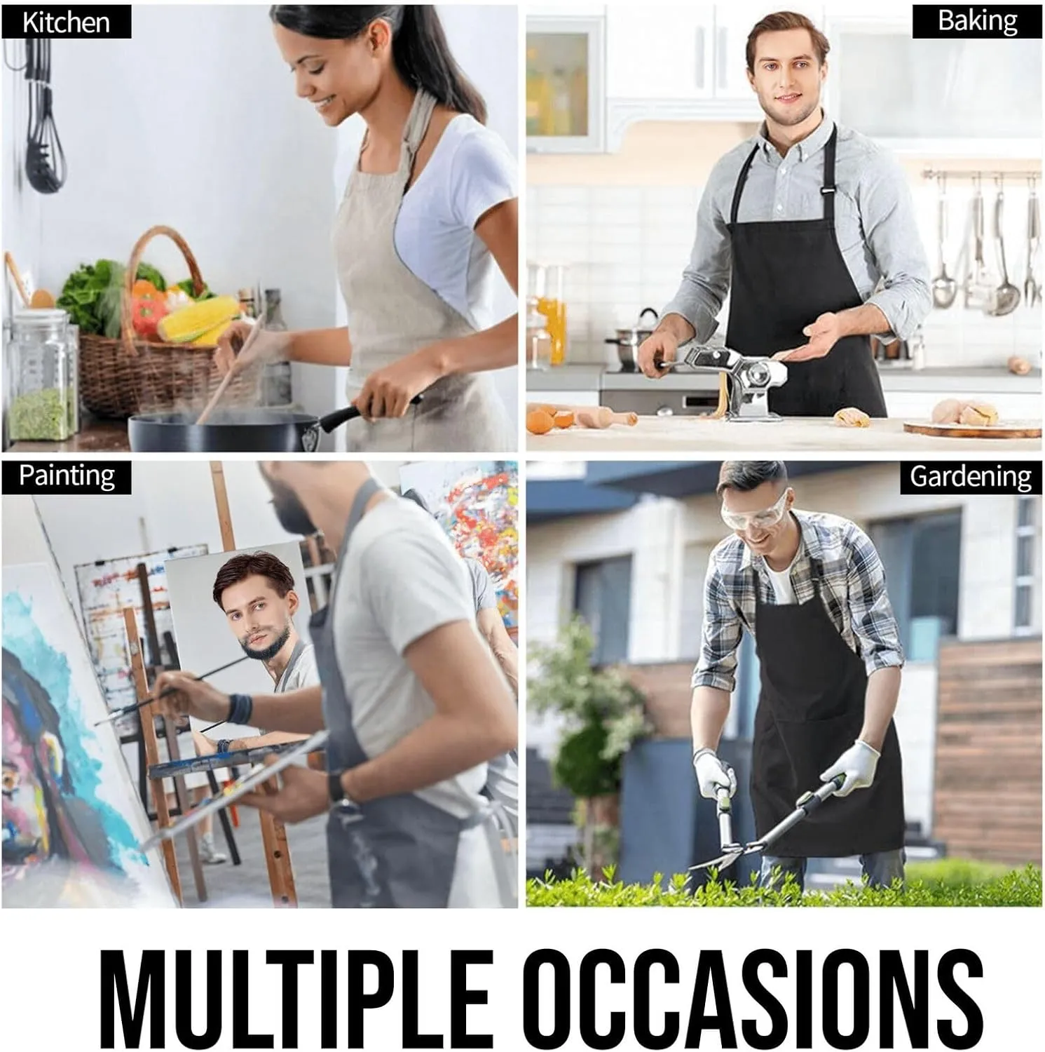 Dujiea Apron For Women Men With 2 Pockets, Unisex Bib Apron With Adjustable Neck For Kitchen Chef Cooking Garden Decor Apron