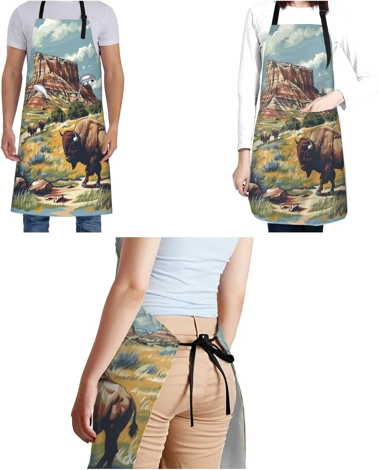 Dujiea Apron For Women Men With 2 Pockets, Unisex Bib Apron With Adjustable Neck For Kitchen Chef Cooking Garden Decor Apron