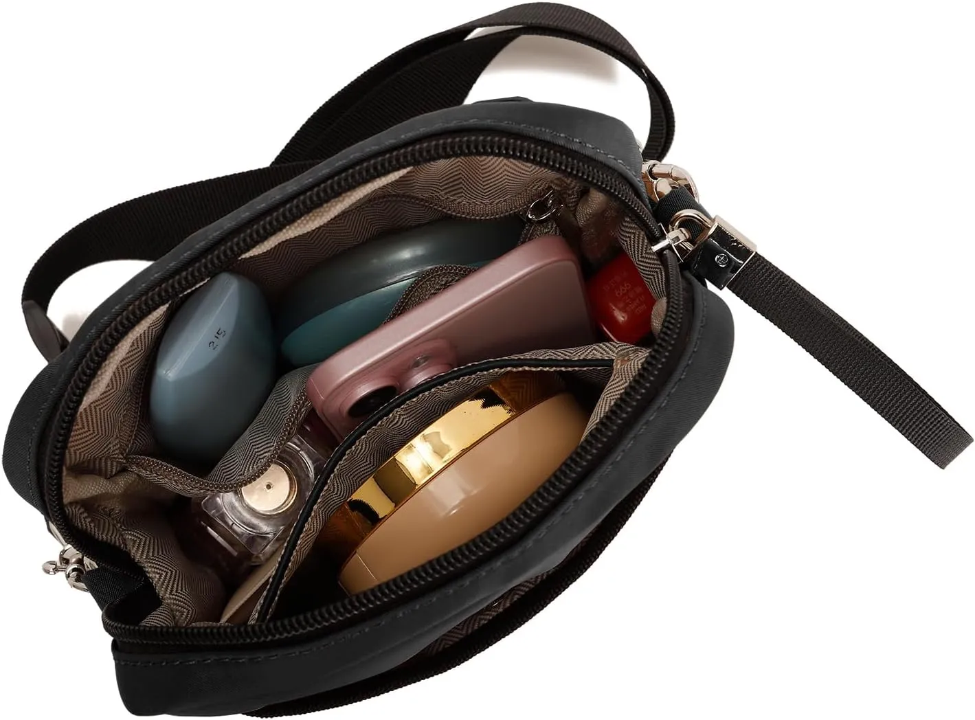 E Lightweight Unisex Crossbody Bag with Wristlet and Adjustable Shoulder Strap