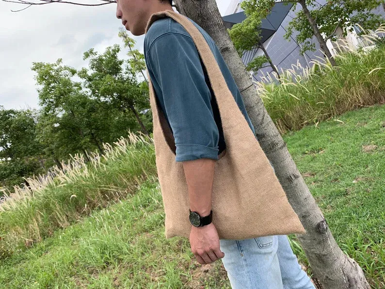 Eco-Friendly Handmade Jute Monk Tote Bag: Minimalist, Natural, Unisex