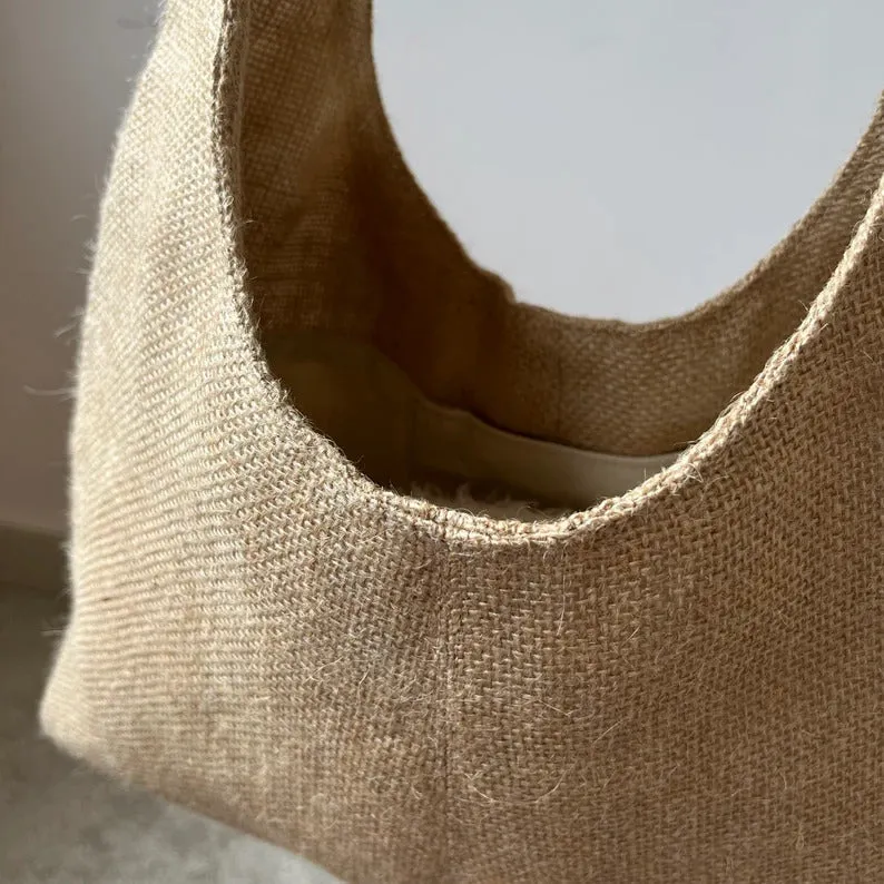 Eco-Friendly Handmade Jute Monk Tote Bag: Minimalist, Natural, Unisex