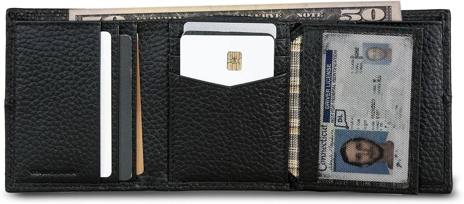 Eddie Bauer Men Signature Leather Trifold Wallet
