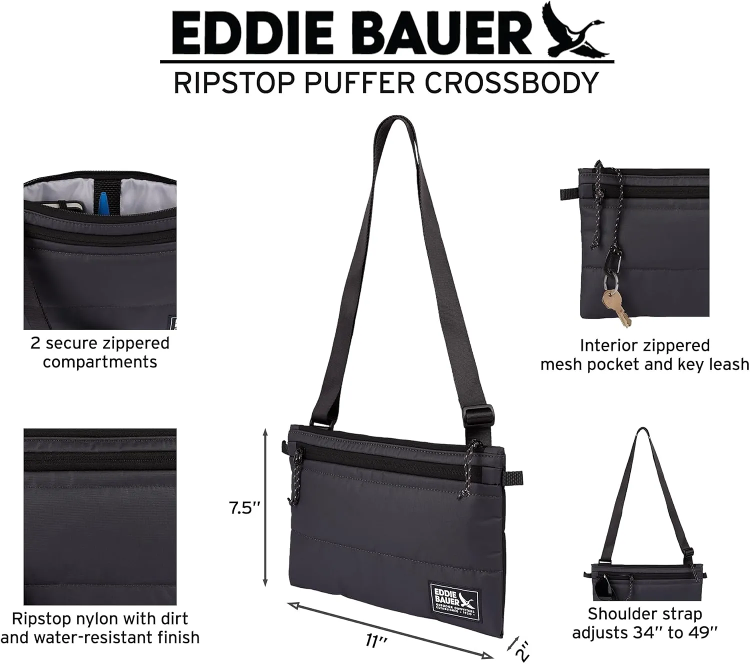Eddie Bauer Ripstop Nylon Puffer Crossbody Bag