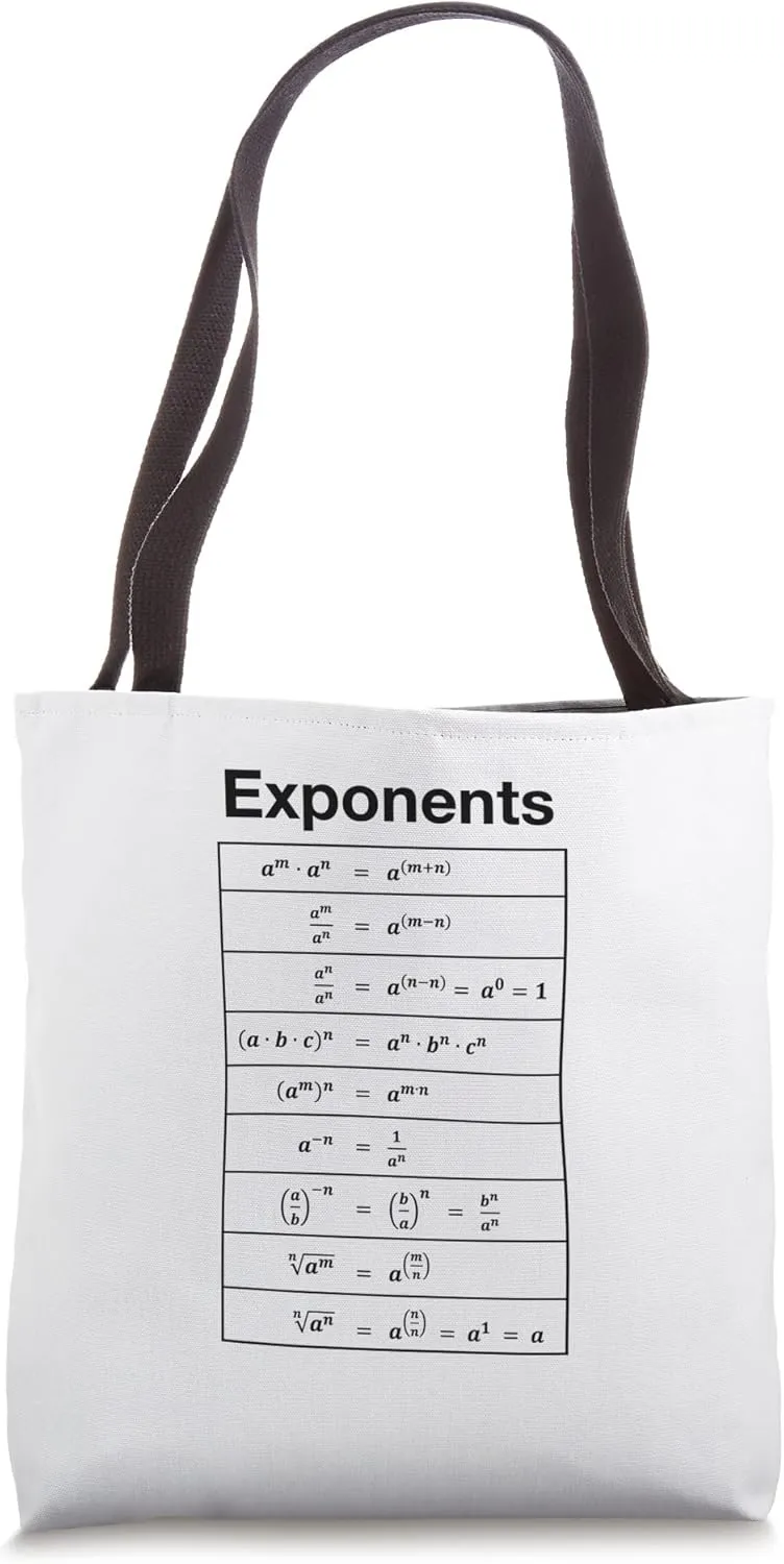 Educational Math Algebra Exponents Tote Bag