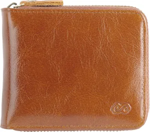 EE Men's Leather Zipper Wallet RFID Blocking Zip Around Wallet Bifold Multi Card Holder Purse (Dark khaki)