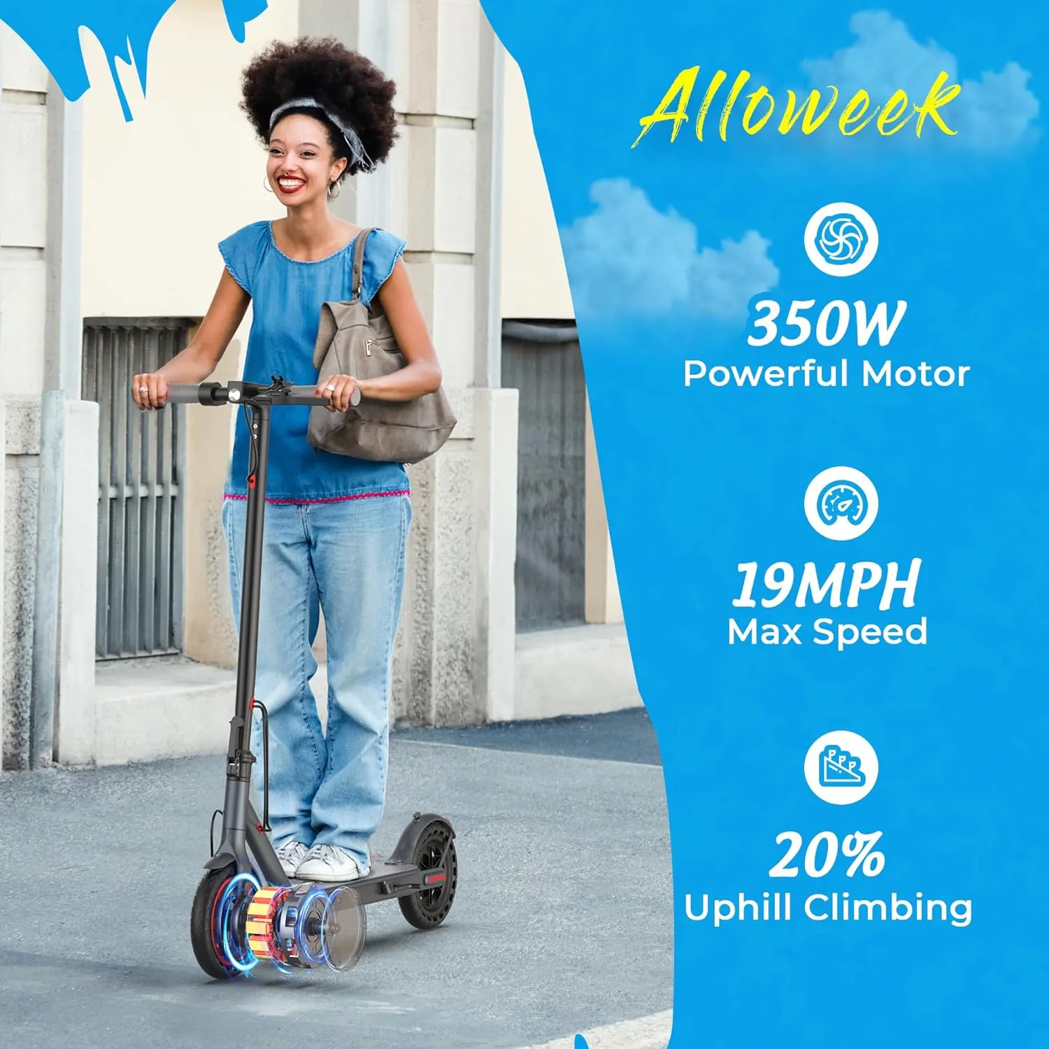 Electric Scooter, 10" /8.5" Solid Tires, 500W/350W Motor,19/22Mph, 22/28/52 Miles Long Range, Folding E-Scooter with Dual Suspension and Braking System