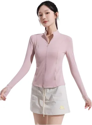 Ellniges]【4-Way Stretch Breathable UV Protection Shirt | Women's Slim Yoga Jacket with Thumbhole Design | Lightweight Sportswear for Gulf Outdoor & Gym Sessions (2025 Saudi Market Exclusive)